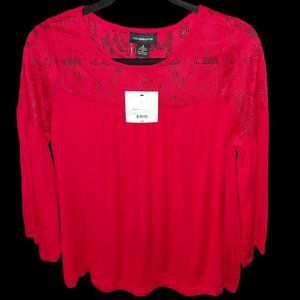 Liz Claiborne Red 3/4 Bell Sleeve Shirt Women's Size S